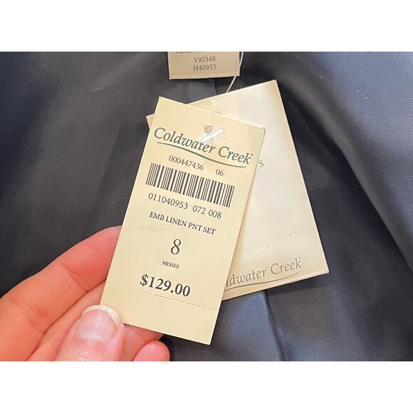 NWT Coldwater Creek Navy Linen Blend Embroidered Blazer / Jacket & Tank Set, 8 - Picture 9 of 15